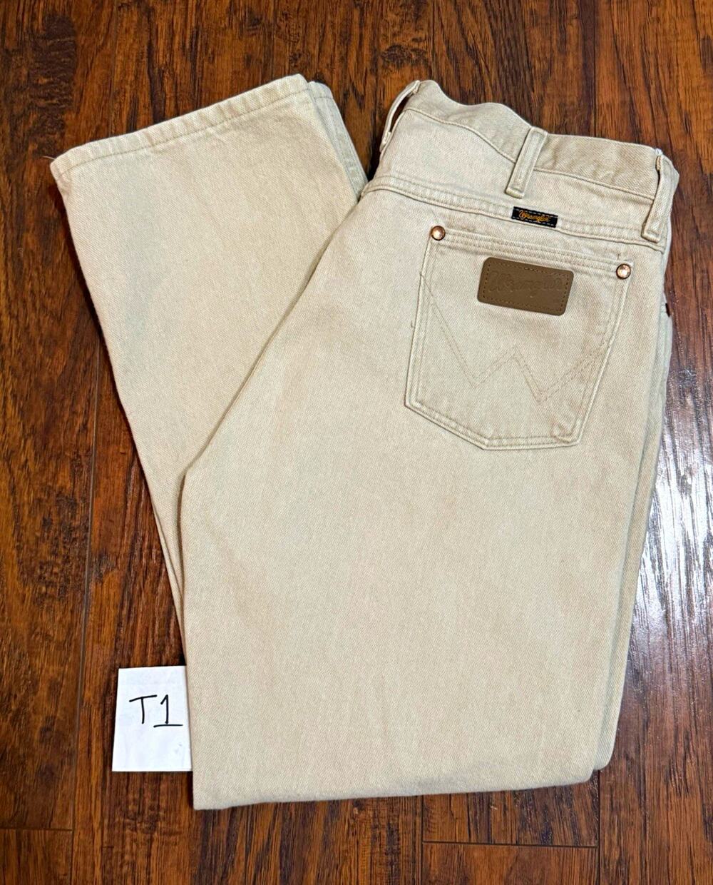 Wrangler 13MWZ Cowboy Cut Men's Beige Jeans Regular Fit Light Wash 36x30